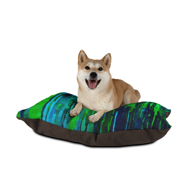 Striped Blue Green 40" × 30" Pet Bed