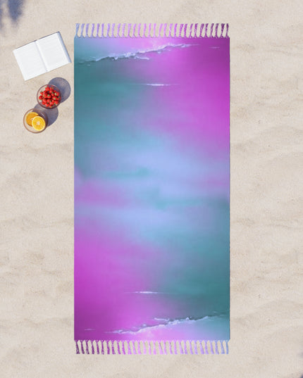Dark Blue Green Sea Purple Fog 38" × 81" Boho Beach Cloth