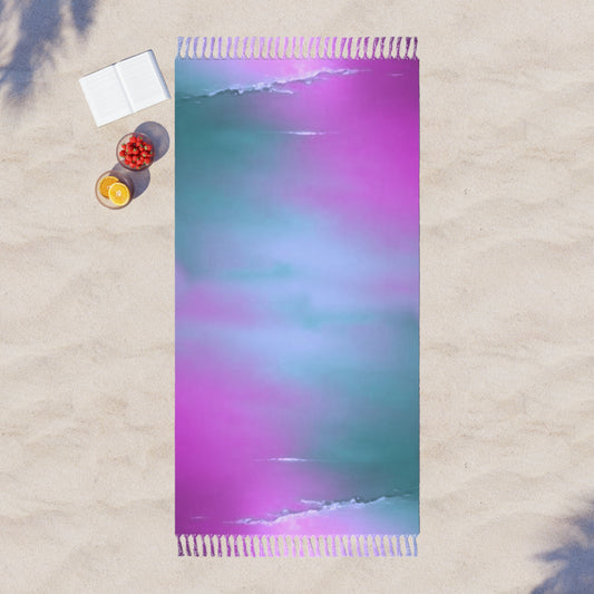 Dark Blue Green Sea Purple Fog 38" × 81" Boho Beach Cloth