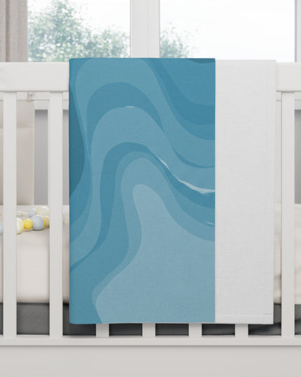 Sky Blue Wavey Soft Fleece Baby Blanket, 30" x 40"