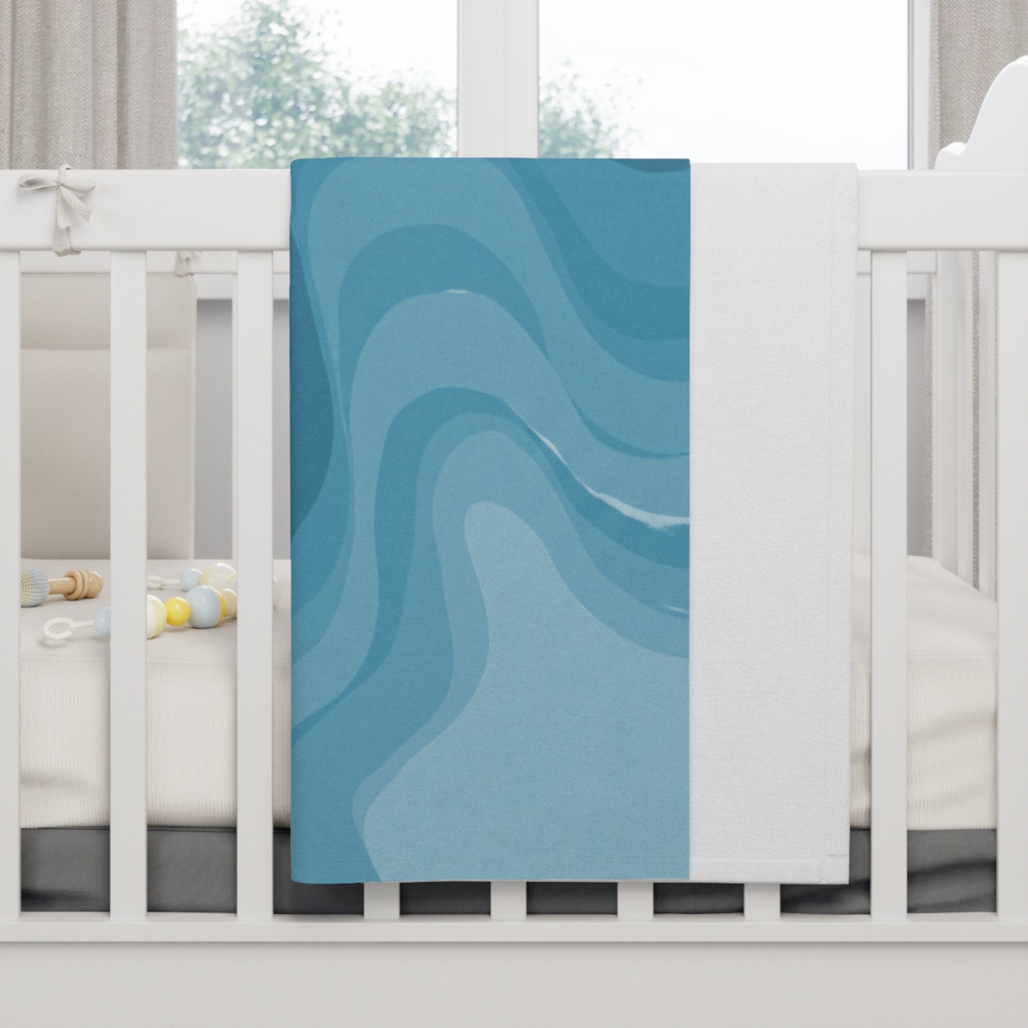 Sky Blue Wavey Soft Fleece Baby Blanket, 30" x 40"