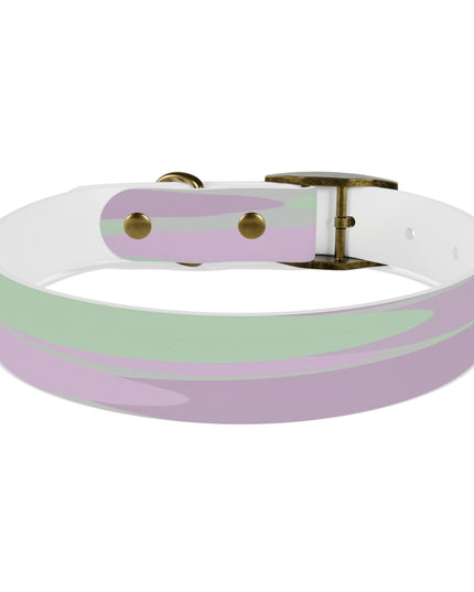 Pastel Lavender Purple and Soft Green Patches Medium Dog Collar
