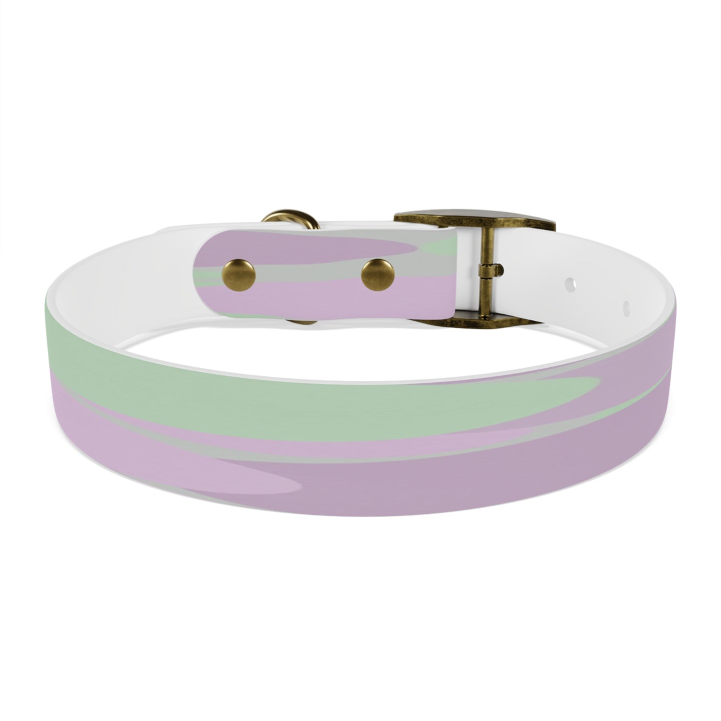 Pastel Lavender Purple and Soft Green Patches Medium Dog Collar