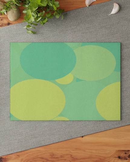 Pastel Green Patches 8" x 11" Glass Cutting Board