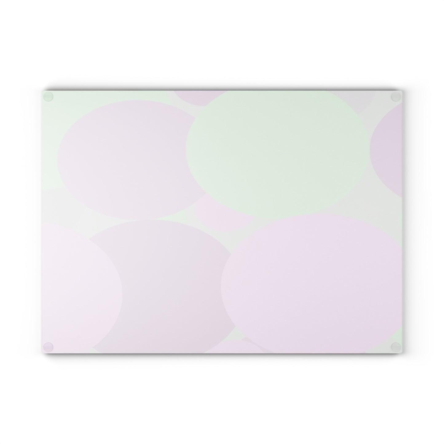 Pastel Lavender Purple and Soft Green Patches 11" x 15" Glass Cutting Board