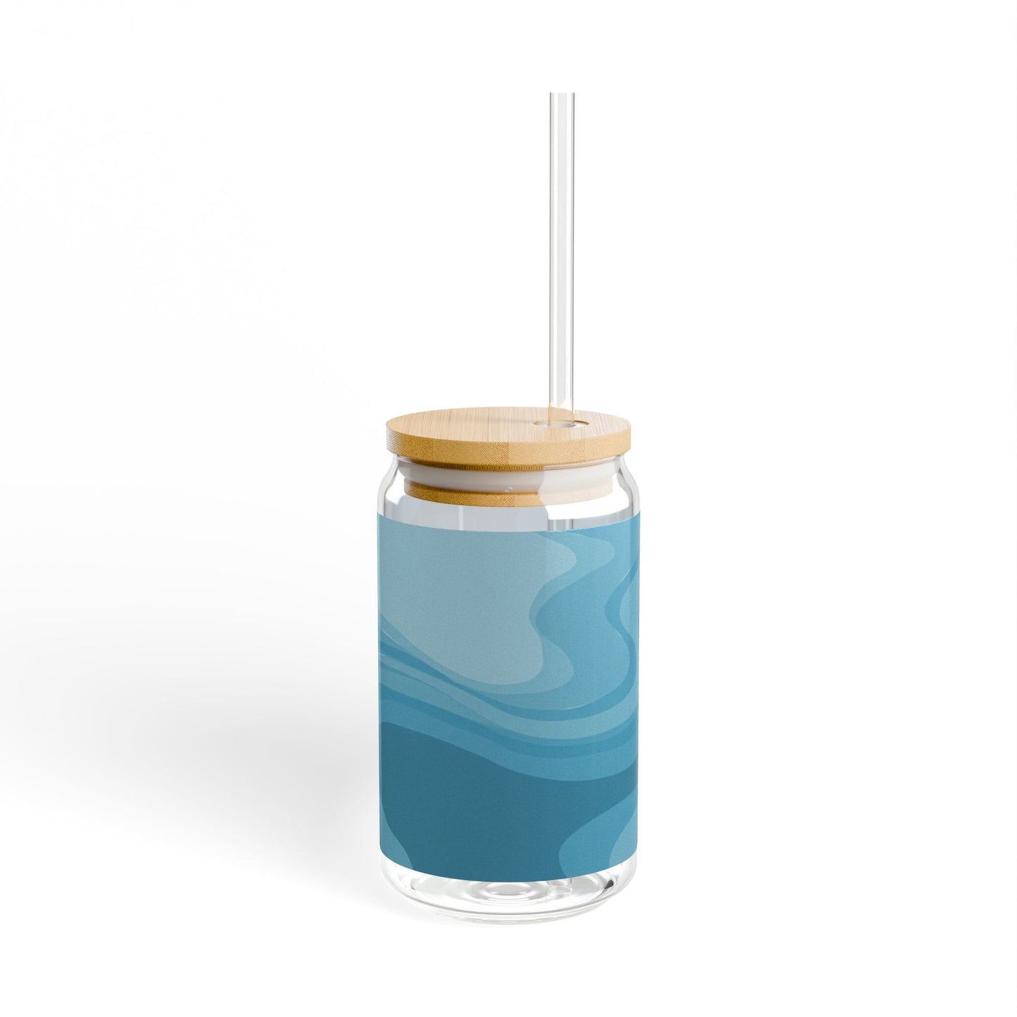 Sky Blue Wavey Sipper Glass, 16oz
