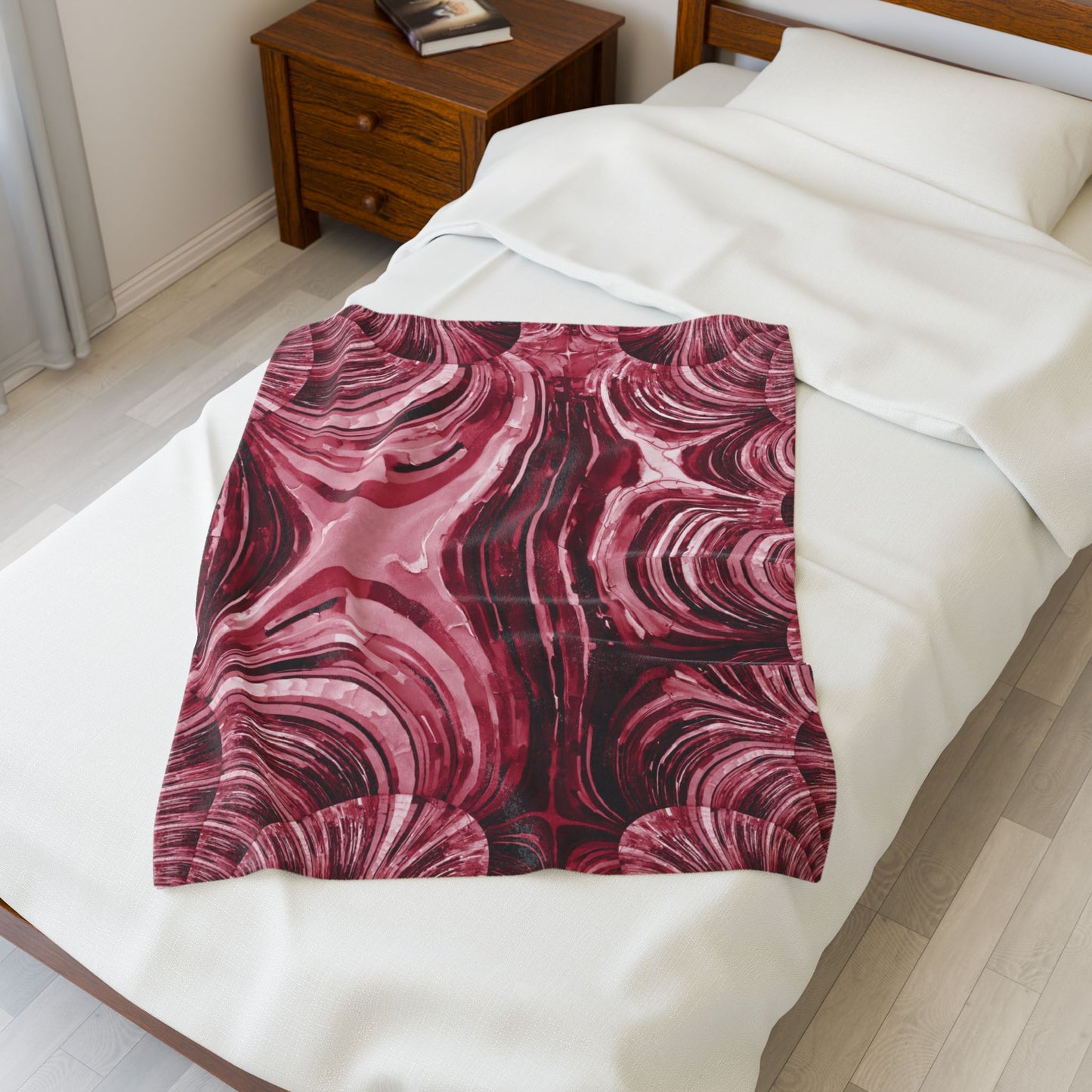 Uzi Spiral Ruby Velveteen Plush Blanket, 30" x 40"