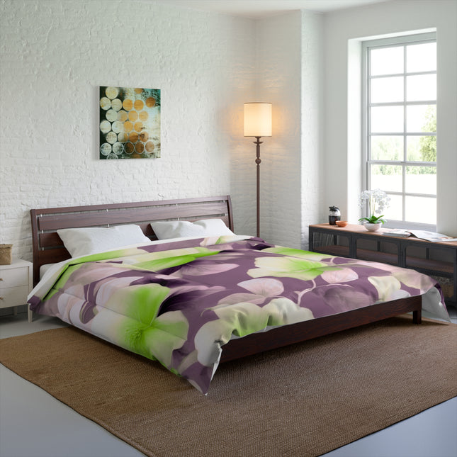 Lime Lavender Floral Bunch Comforter, 104" × 88"