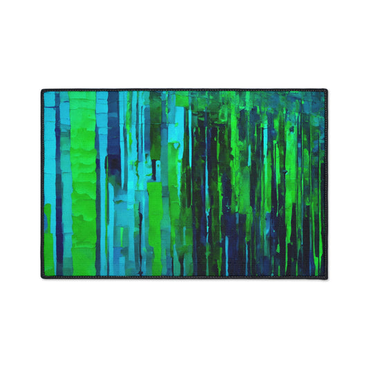 Striped Blue Green 18" x 27" Heavy Duty Floor Mat