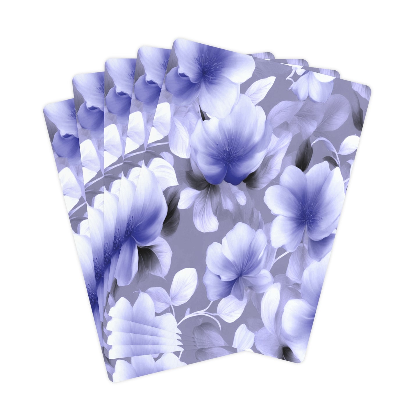 Indigo Blossom Floral Bunch Poker Cards