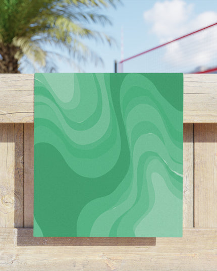 Mint Green Wavey Beach Towel, 18" x 27"