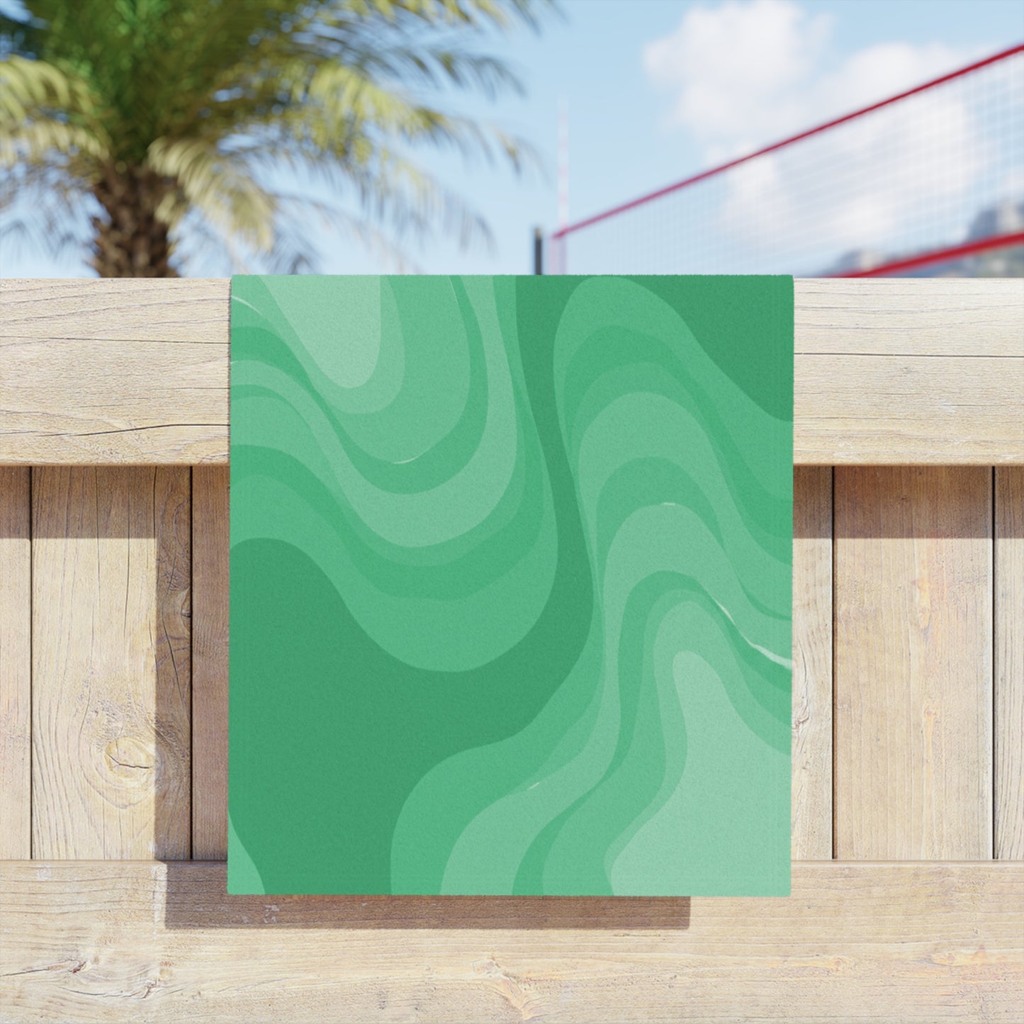 Mint Green Wavey Beach Towel, 18" x 27"