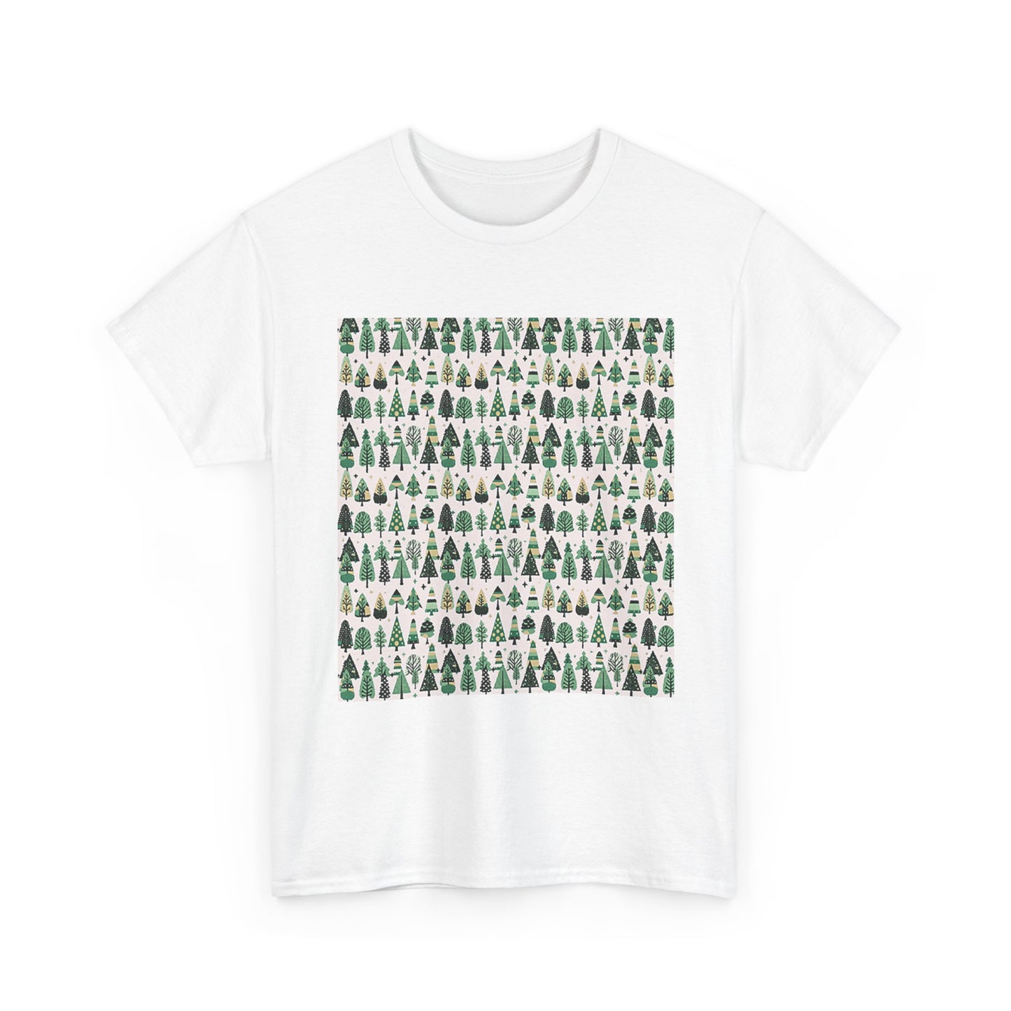 Mini Vintage Green Trees Unisex Heavy Cotton Tee, Medium