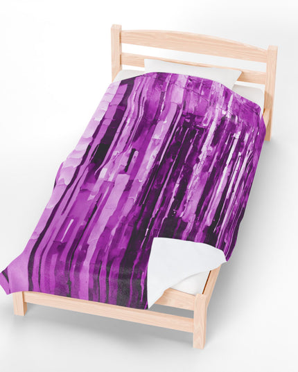 Striped Powder Lavender Velveteen Plush Blanket, 60" x 80"