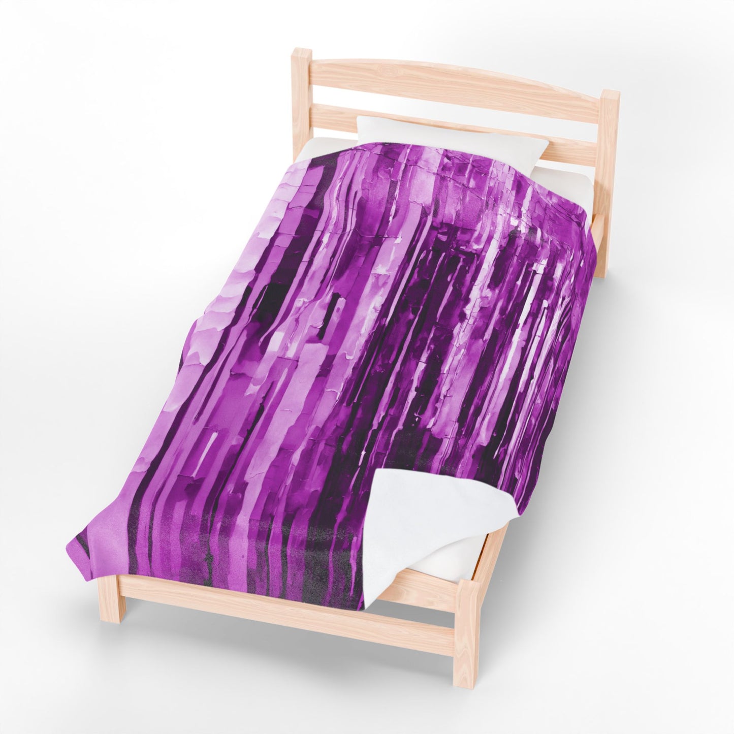 Striped Powder Lavender Velveteen Plush Blanket, 60" x 80"