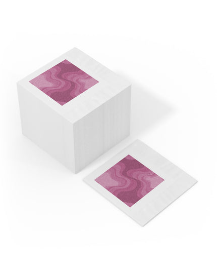 Pinky Mauve Wavey White Coined Napkins, 4.8" x 4.8"
