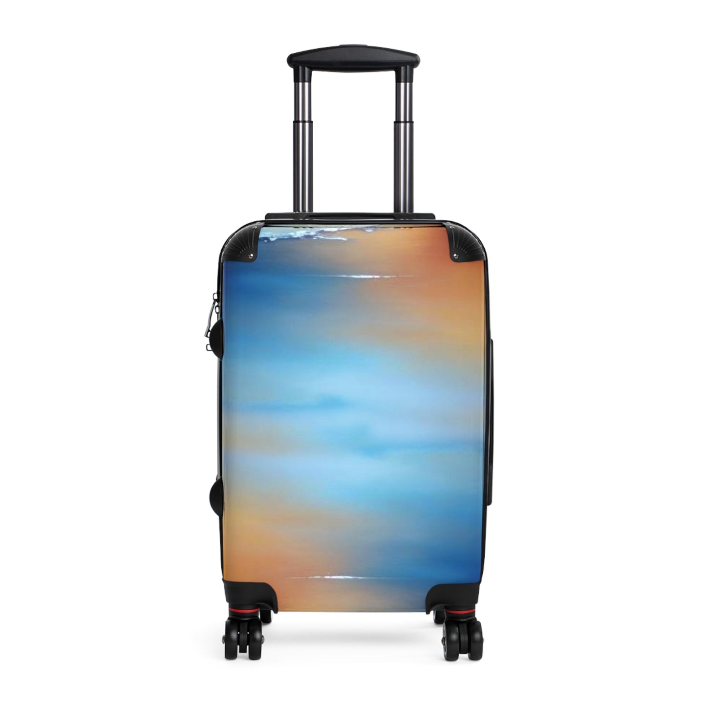 Blue Sea Red Orange Fog Small Suitcase with built in lock, 4 double-wheels, telescopic handle, and ABS back hard-shell