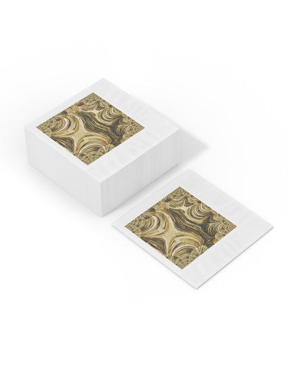 Uzi Spiral Light Brown White Coined Napkins, 6.5" x 6.5"