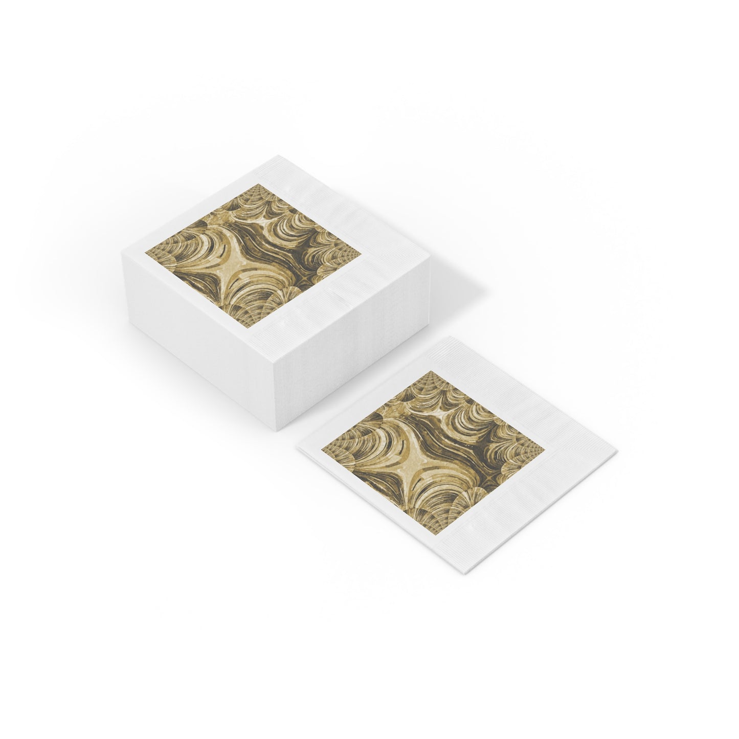 Uzi Spiral Light Brown White Coined Napkins, 6.5" x 6.5"