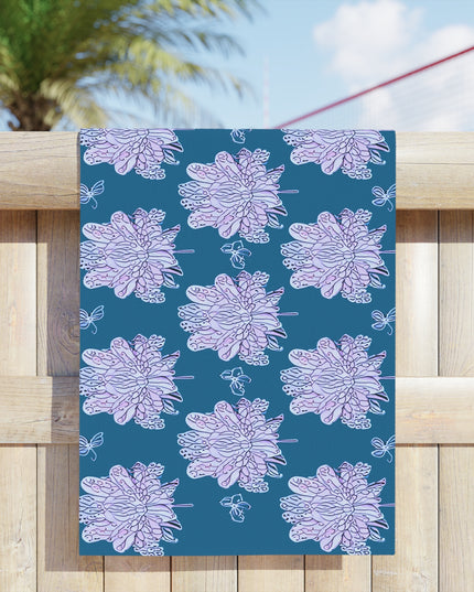 Lavender Floral Butterflies Beach Towel, 24" x 44"