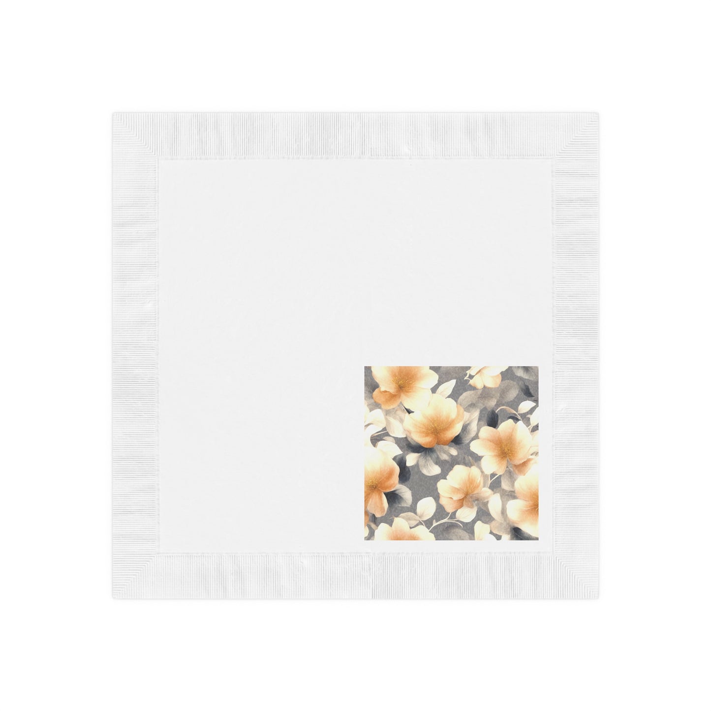 Soft Blossom Floral Bunch White Coined Napkins, 6.5" x 6.5"