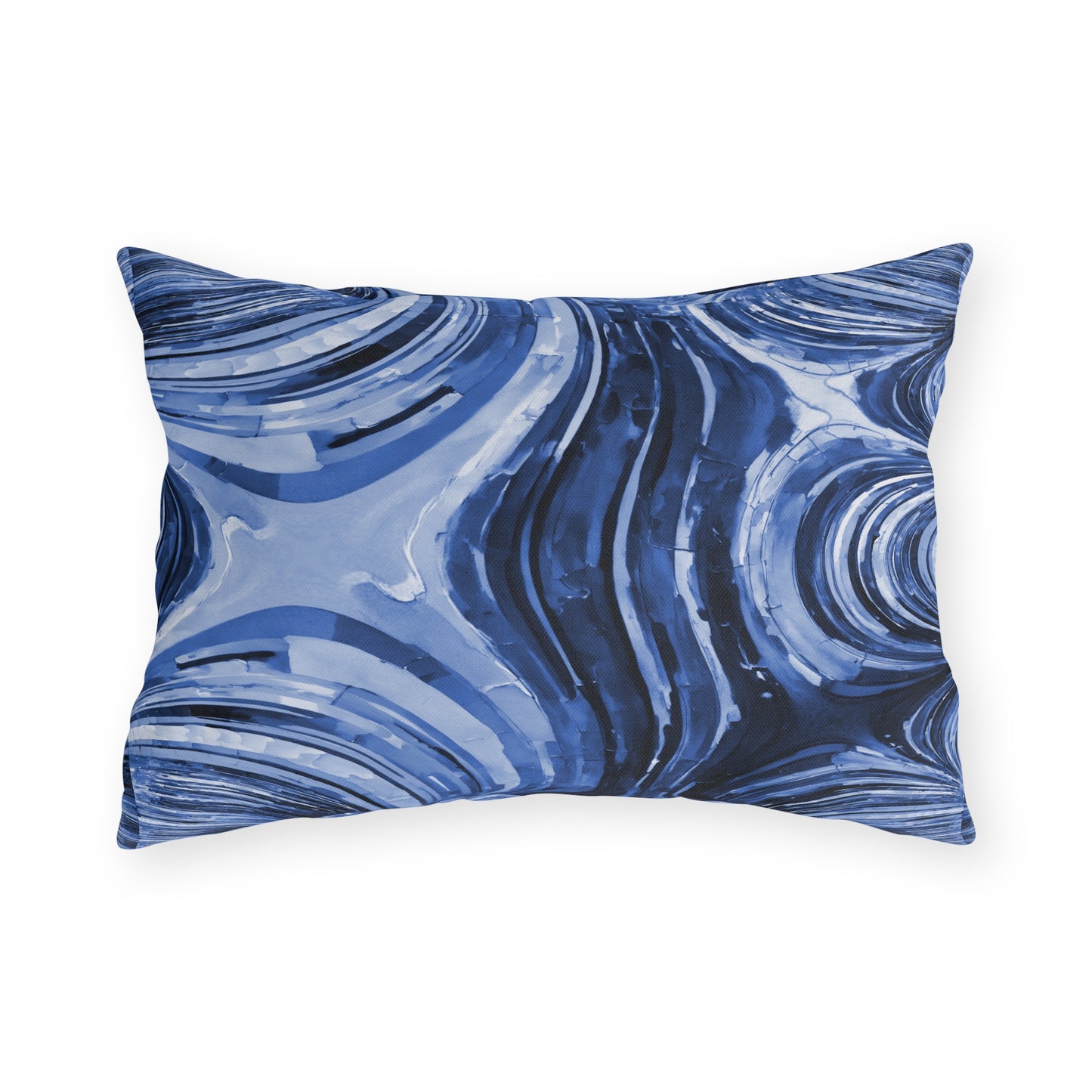Uzi Spiral Deep Blue 20" x 14" Outdoor Pillow