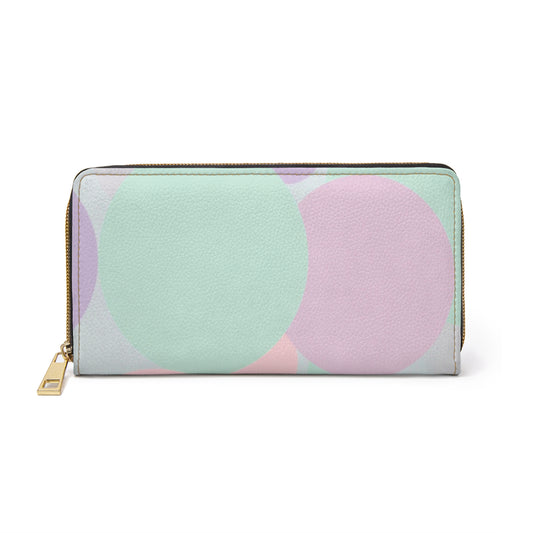Pastel Peach and Soft Green Patches Elegant Abstract Zipper Wallet - Stylish & Functional Accessory for Everyday Use