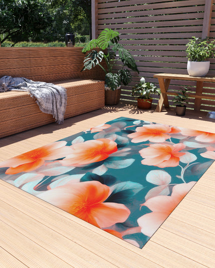 Orange Blossom Floral Bunch Outdoor Rug, 60" x 84"