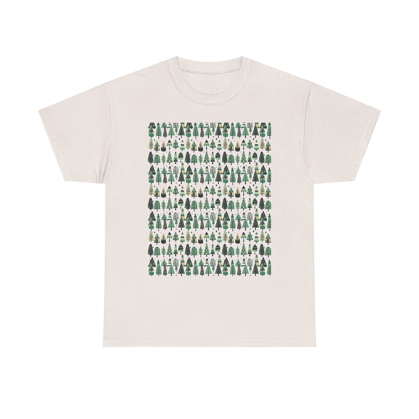 Mini Vintage Green Trees Unisex Heavy Cotton Tee, Small