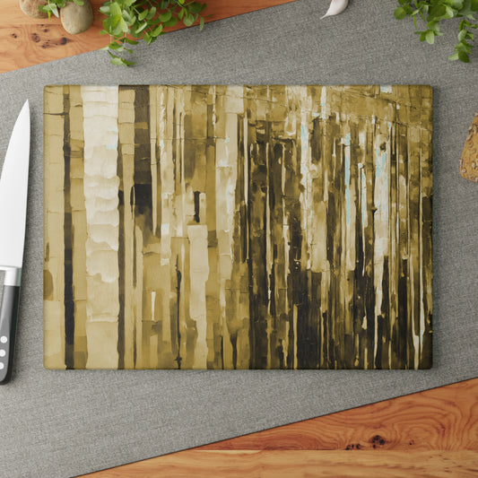 Striped Light Brown 11" x 15" Glass Cutting Board