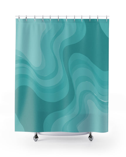 Tif Green Wavey Shower Curtains, 71" x 74"