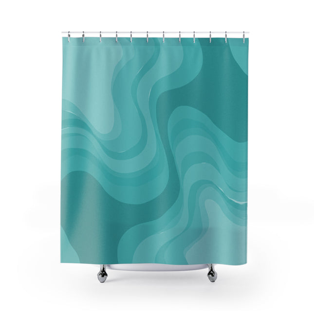 Tif Green Wavey Shower Curtains, 71" x 74"