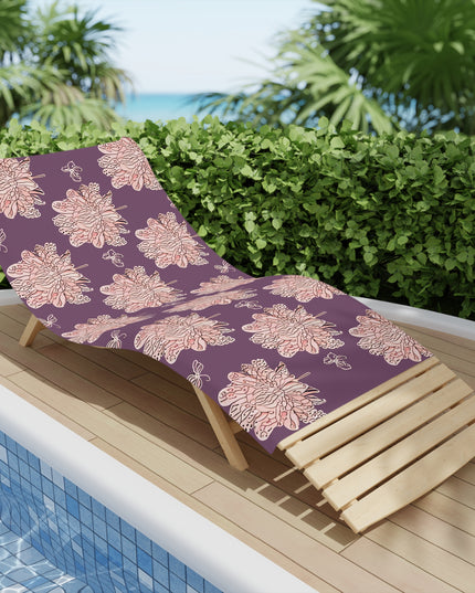 Pink Floral Butterflies Beach Towel, 30" x 60"
