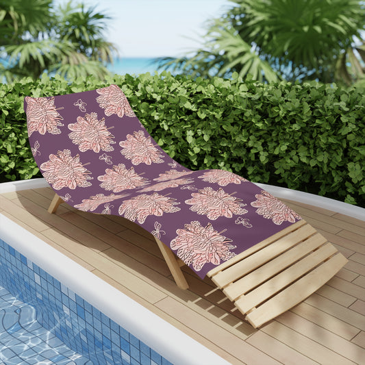 Pink Floral Butterflies Beach Towel, 30" x 60"