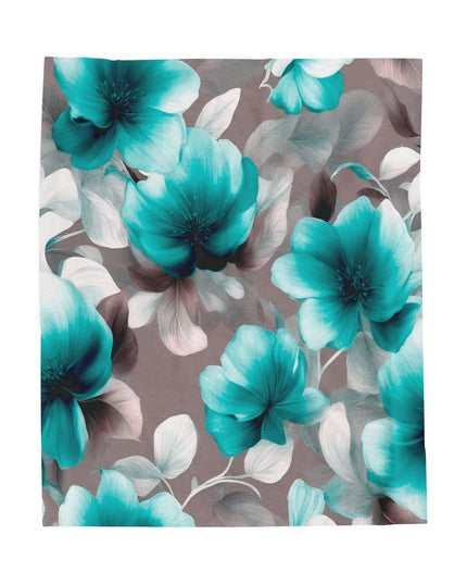 Tif Green Gray Floral Bunch Velveteen Plush Blanket, 50" x 60"
