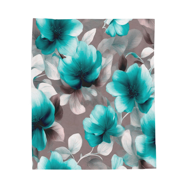 Tif Green Gray Floral Bunch Velveteen Plush Blanket, 50" x 60"