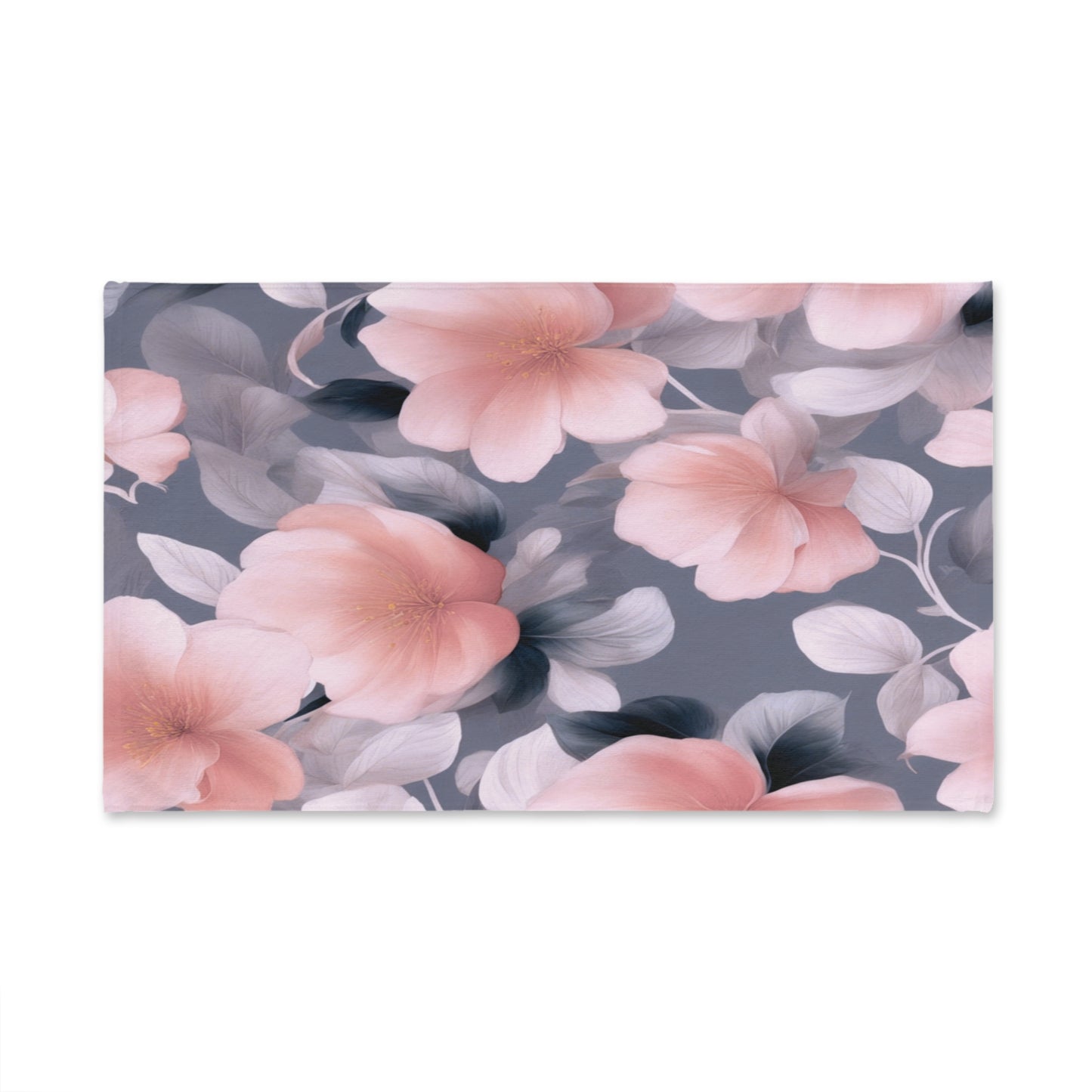 Peach and Blue Gray Floral Bunch Hand Towel, 16" x 28"