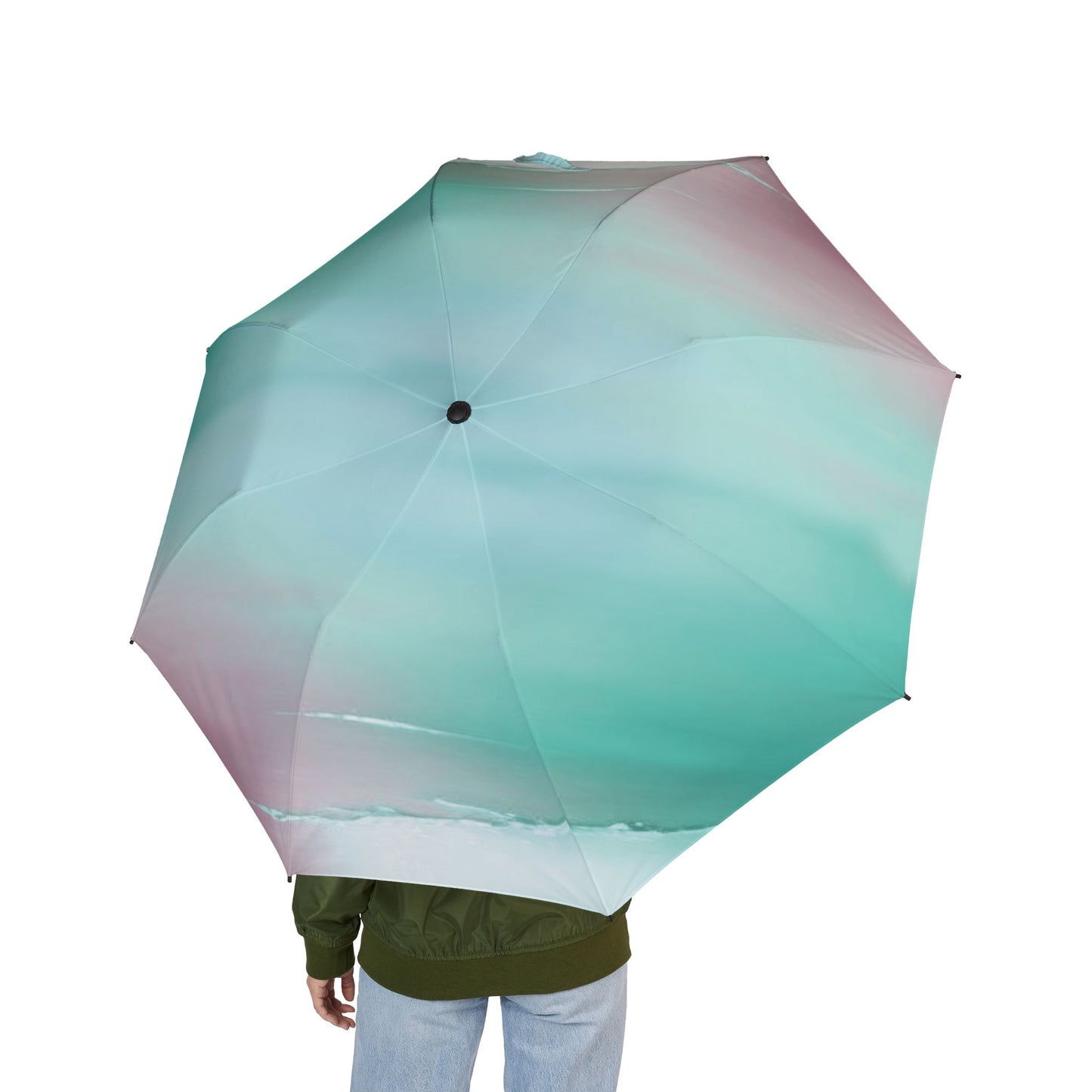 Green Sea Lavender Fog Foldable Umbrella - Compact & Chic