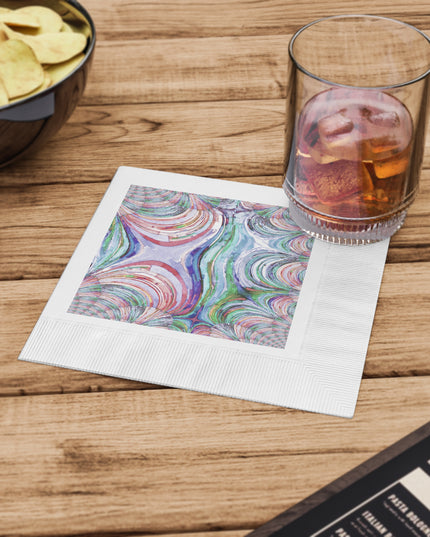Uzi Spiral Pastels White Coined Napkins, 6.5" x 6.5"