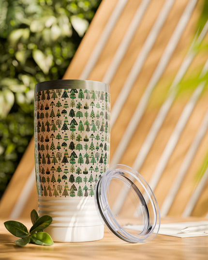 Mini Vintage Green Trees Ringneck Tumbler, 20oz in white