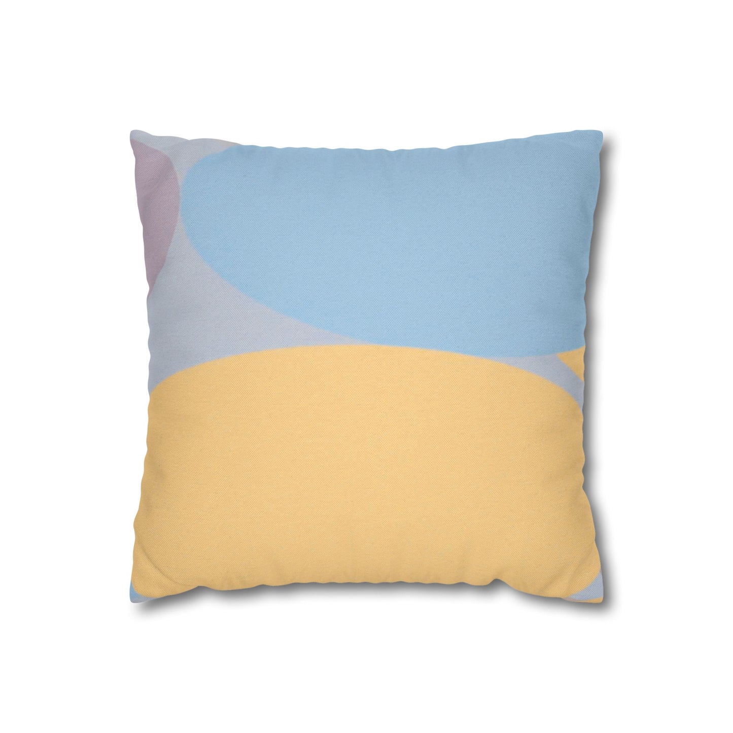 Pastel Baby Blue and Peach Patches Spun Polyester Square Pillowcase, 14" x 14"