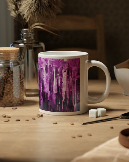 Striped Powder Lavender 20 oz White Glossy Jumbo Mug