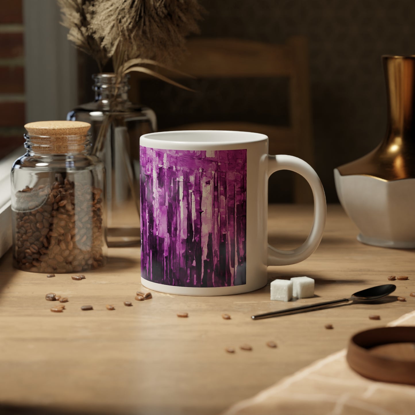 Striped Powder Lavender 20 oz White Glossy Jumbo Mug