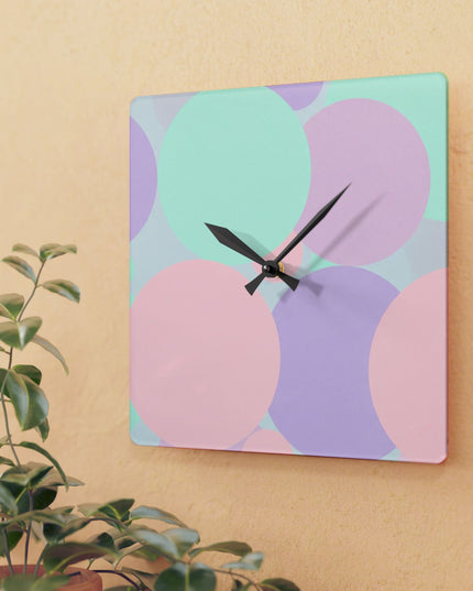Pastel Peach and Soft Green Patches Acrylic Wall Clock, Round or Square, 10.75" x 10.75"