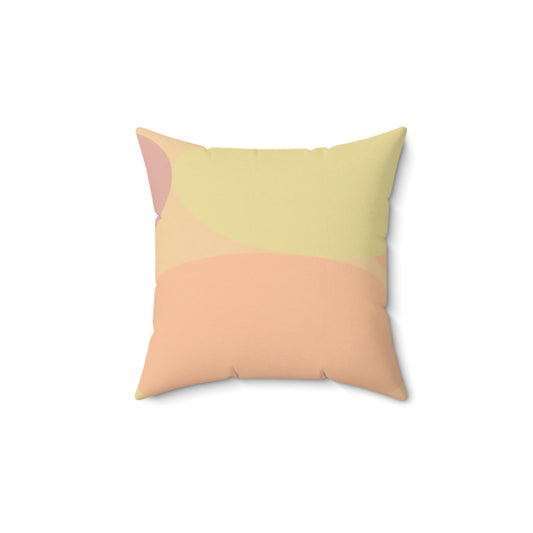Pastel Hot Peach Patches 14" x 14" Faux Suede Square Pillow