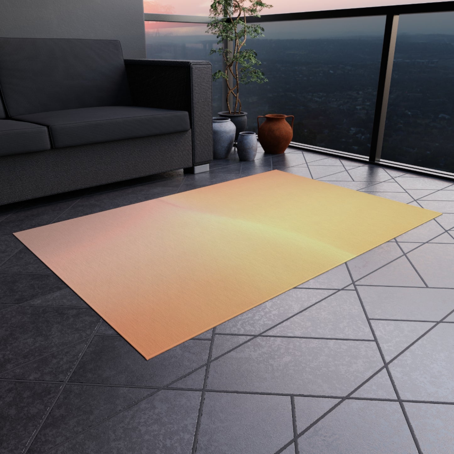 Hot Peach Fade Outdoor Rug, 36" x 60"