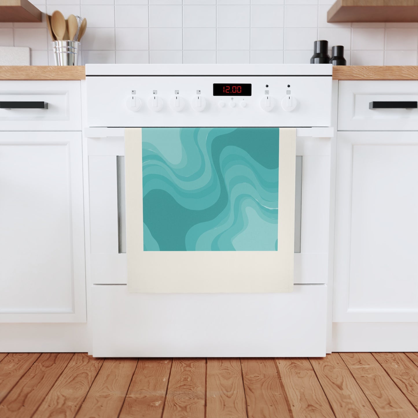 Tif Green Wavey 19.6" x 27.5" Cotton Tea Towel
