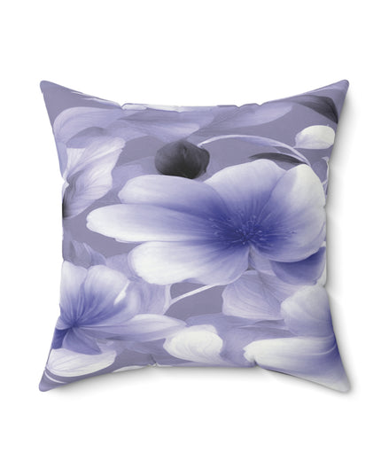 Indigo Blossom Floral Bunch Faux Suede Square Pillow, 18" x 18"