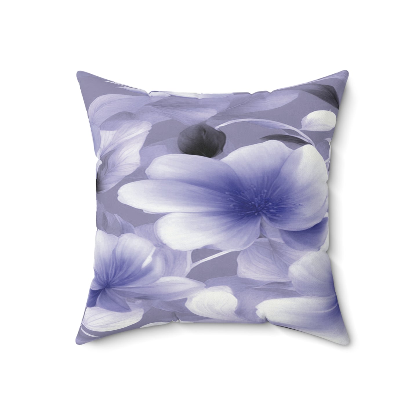 Indigo Blossom Floral Bunch Faux Suede Square Pillow, 18" x 18"