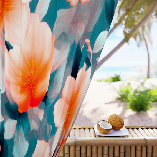Orange Blossom Floral Bunch Window Curtain, 50" x  84", blackout